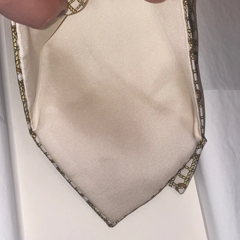 Hermes Silk Geometric Pattern Men's Tie in Beige -Brown and Olive